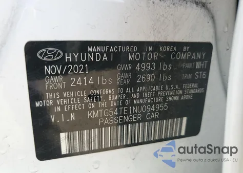 2022 Genesis G70 Base из США, поврежденный, VIN KMTG54TE1NU094955